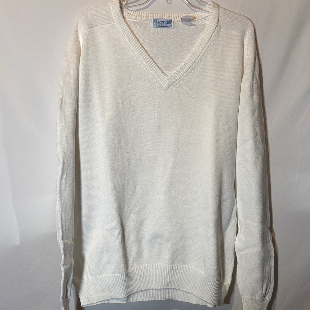 Slazenger Classic White Cotton V-Neck Sweater